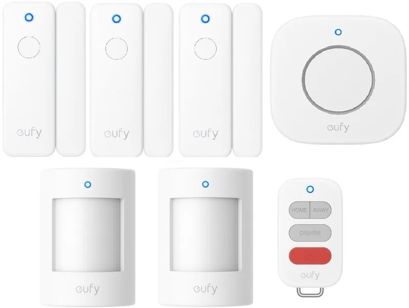 Slim Beveiligingsset XL E20｜3× Deursensor + 2× Bewegingssensor + Sirene + Key Fob ( Vereist HomeBase) by eufy in White – product photo