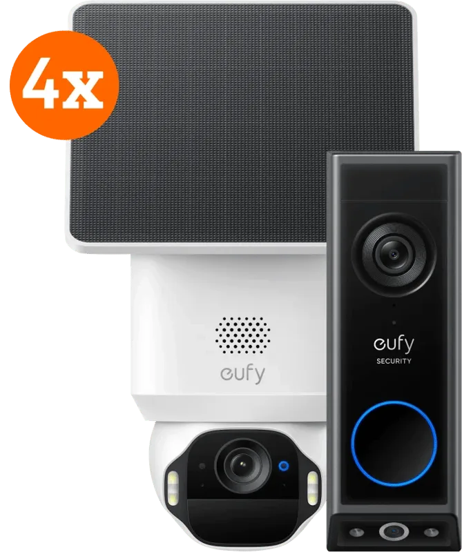 SoloCam E42 4-Pack + Video Doorbell E340 fra eufy – produktbillede