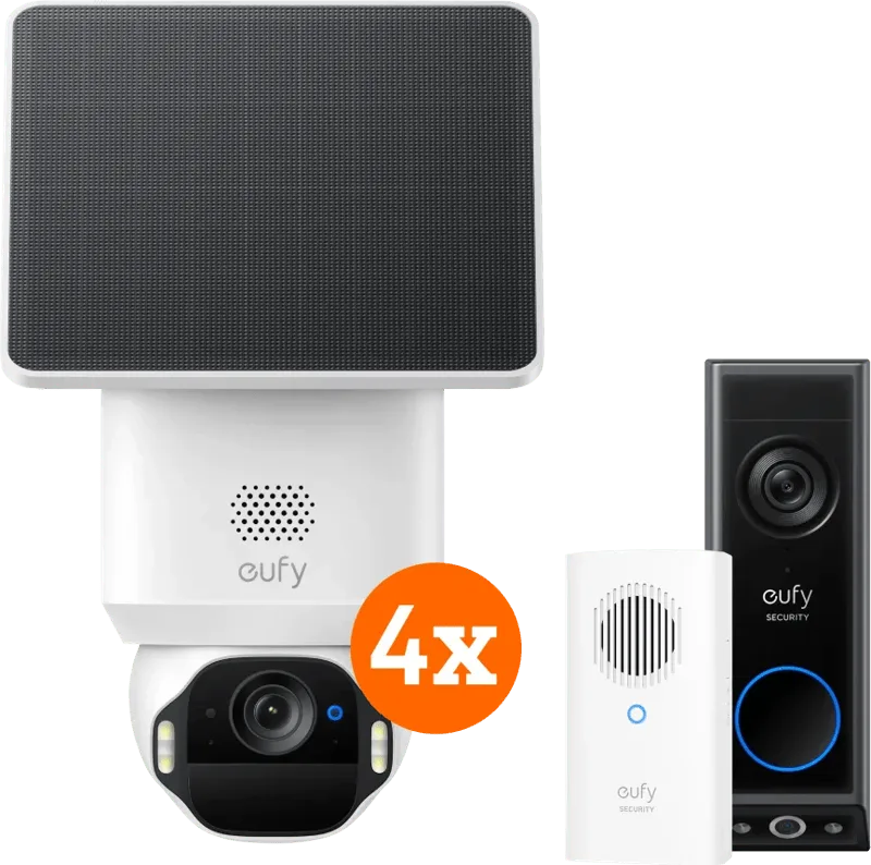 SoloCam E42 4-Pack + Video Doorbell E340 + Chime fra eufy – produktbillede