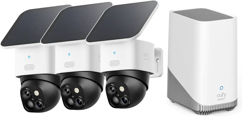 SoloCam S340 - 360° buitencamera 3 PACK + Homebase 3 - Bundelvoordeel by eufy in Wit + Homebase 3 – product photo