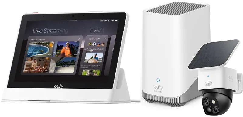 SoloCam S340 - 360° buitencamera + HomeBase 3 + E10 smart display - Bundelvoordeel de eufy en Blanc – photo produit