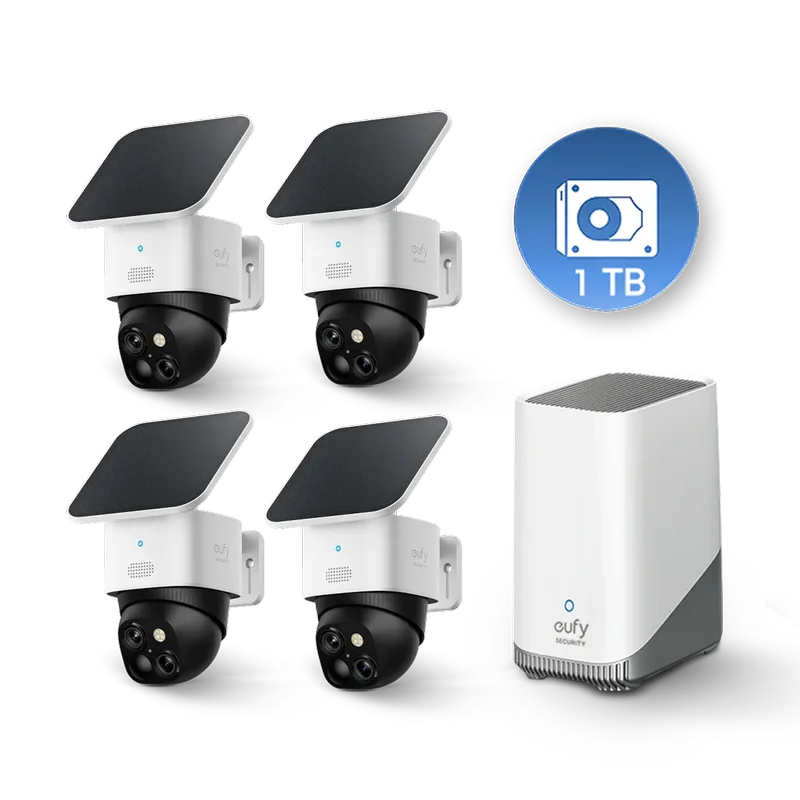 SoloCam S340 (4-Cam Pack) + HomeBase S380 + 1 TB Hard Drive White de eufy – photo produit