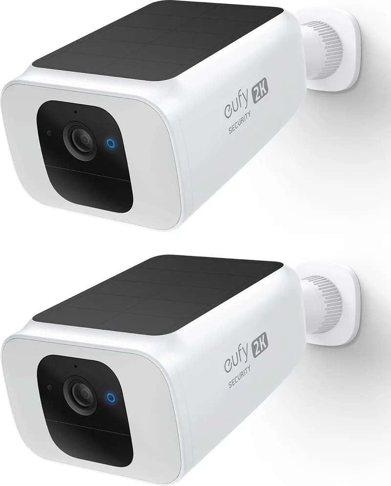 Spotlight IP-camera - Solocam S40 - Zwart en wit,Met geïntegreerd zonnepaneel (solar) - 2K - 2 stuks de eufy en Blanc – photo produit