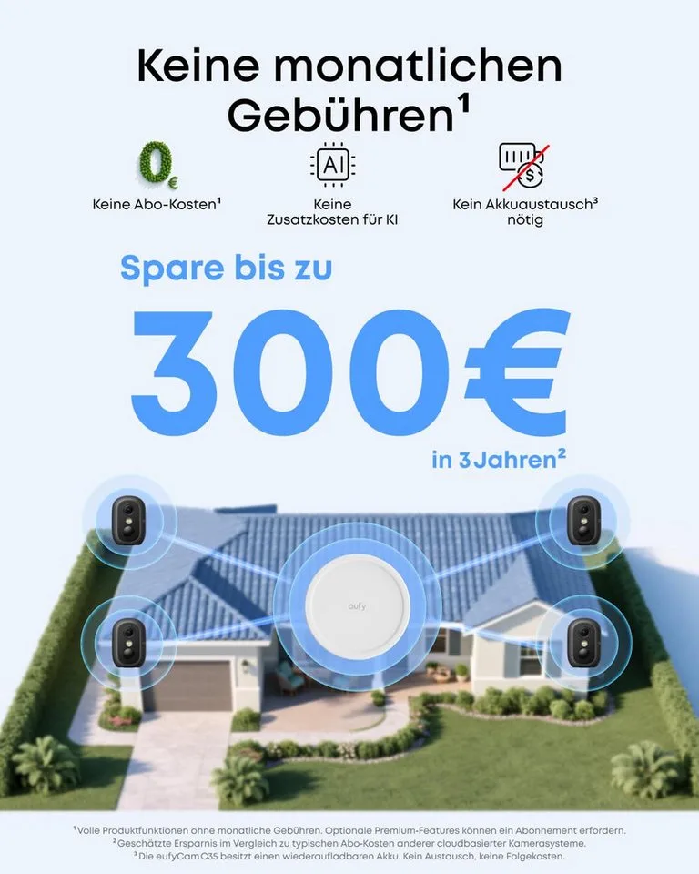 Überwachungskamera C35, Kabellose Überwachungskamera Außen & Innen, Magnetische Halterung (Außenbereich, 4-tlg., Nachtsicht) fra eufy i Sort – produktbillede 5 af 5