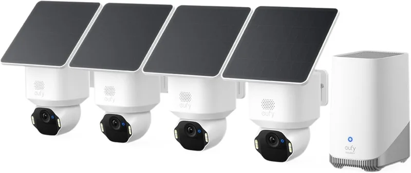 Überwachungskamera eufy eufyCam E42 4K Kabellose Solar-Überwachungskamera Außen (Außenbereich, 4-tlg., E42, Lokale Aufzeichnung) van eufy – productfoto