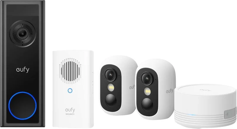Video Deurbel C30 with chime + eufyCam C35 - Incl. 2 Camera, HomeBase Mini – Beveiligingsset – Voordeelbundel de eufy en Deurbel C30 + eufyCam C35 – photo produit