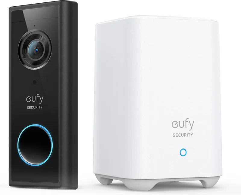 Video Doorbell 2K (Battery-Powered) + HomeBase - Deurbelcamera van eufy in Zwart – productfoto