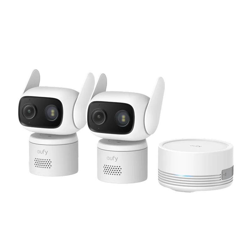 Wired Cam C31 Pan-Tilt Camera 2 Pack with HomeBase Mini de eufy – photo produit