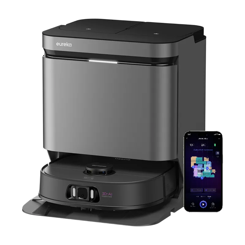 J15 Pro Ultra robotstofzuiger met dweilfunctie, 16200 Pa, anti-klit, vloeistofdetectie, borstelheffing, 75°C heetwaterreiniging en zelfreinigend by Eureka – product photo