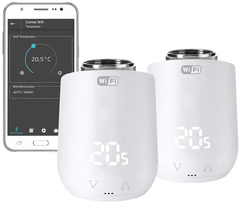 Eurotronic 700223 Comet WiFi Funk-Heizkörperthermostat-Set elektronisch 2er Set från Eurotronic – produktbild