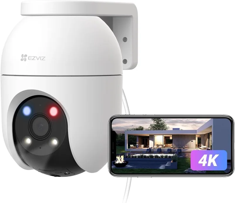 Beveiligingscamera Buiten – 360° PTZ WiFi-camera – Automatische Zoom-Tracking – Mens- en Voertuigdetectie – Kleuren Nachtzicht – Tweeweg-audio – IP65 – Actieve Verdediging van EZVIZ in C8c 4K – productfoto