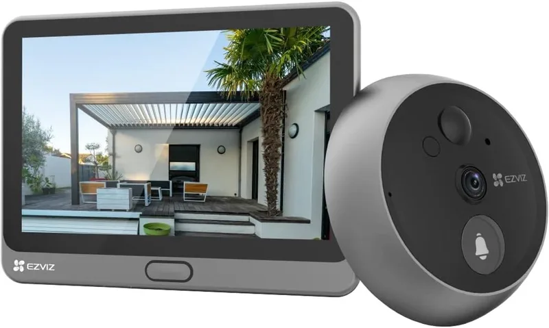CP4 1080P Deurspion Camera, 4600mAh Batterij, Deurcamera, Nachtzicht, Video Deurbel Intercom, Digitale Deurspion met 4,3 inch Touchscreen, Menselijke Detectie, Tweewegaudio, 5m Nachtzicht van EZVIZ in Grijs – productfoto