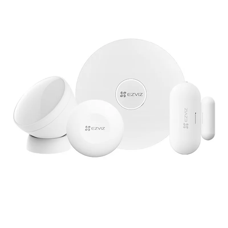 CS-B1 4-Piece Home Sensor Kit Alarmsysteem - Home Gateway - PIR Bewegingssensor - Open/Close Magneetcontact - Smart Button från EZVIZ i Vit – produktbild