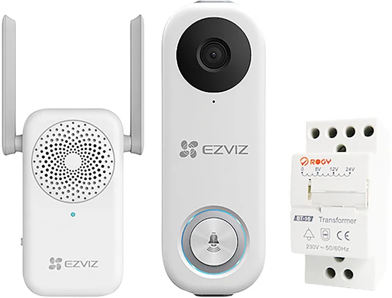 DB1C Kit - Wifi-videodeurbelkit - met Chime & Transformer fra EZVIZ i Hvid – produktbillede