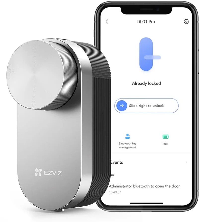 DL01 Pro - Slim Deurslot - Bluetooth - Sleutelloze Toegang - Automatische Vergrendeling - Bediening via App - Geschikt voor EZVIZ Gateway van EZVIZ in Zilver – productfoto