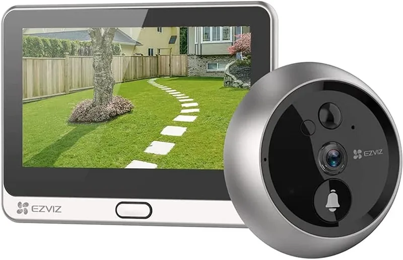 DP2C 1080p- Draadloze deurbel voor deurspion- 166° ultragroothoekbeeld - 4,3” kleurentouchscreen- 4.600mAh oplaadbare batterij van EZVIZ in Zwart – productfoto