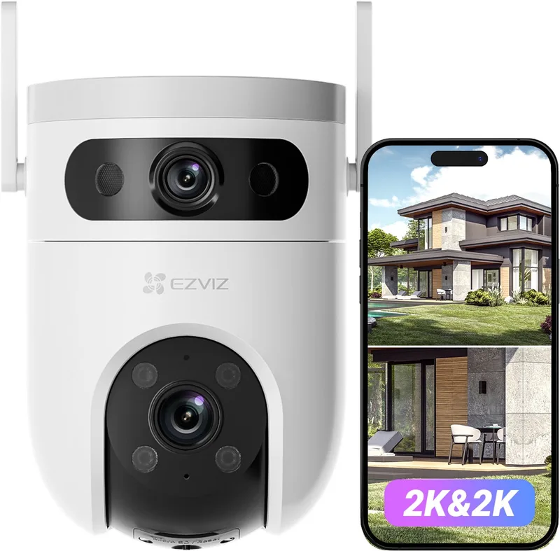 Dubbele Lens, 360° Beveiligingscamera - Buiten-Kleuren Nachtzicht - AI Persoon/Voertuig Detectie- Tweeweg Audio -Geen maandkosten van EZVIZ in H9c 2K+2K – productfoto