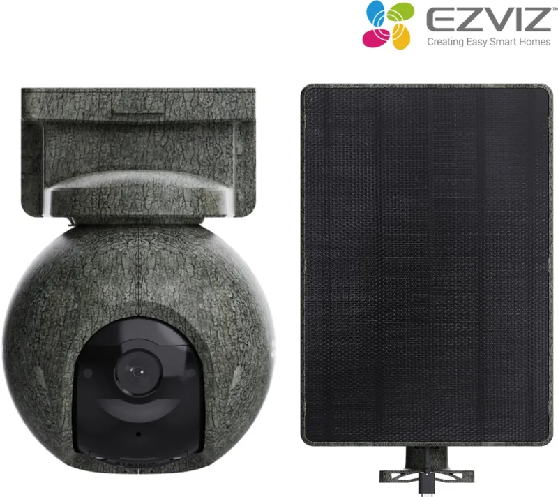 EB8 Pro 4G Ranger Kit - 4K Beveiligingscamera Buiten - 8W Zonnepaneel - 360° Draaibaar - 4G & Dual-Band WiFi - Slimme Detectie - Google Assistant & Amazon Alexa - IP65 de EZVIZ en Wit + Zonnepaneel – photo produit