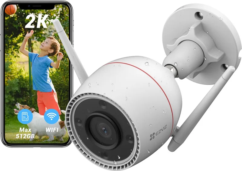 H3c 2K Beveiligingscamera - Wifi - Nachtzicht 30m - IP67 - 2weg audio - Geen Abonnement van EZVIZ in Wit – productfoto