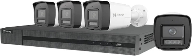 H3K PoE 4K Kit - 4x Beveiligingscamera Buiten – AI-detectie, Nachtvisie & Active Defense - IP67 – PoE & SD de EZVIZ en Noir – photo produit