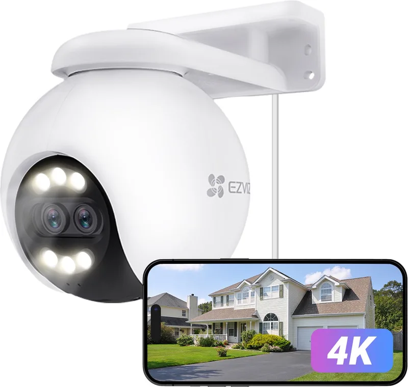 H80x Dual lens– 4K Beveiligingscamera Buiten – 360° PTZ – Auto Motion Detection&Zoom - Google Assistant&Alexa - Geen maandelijkse kosten de EZVIZ en Blanc – photo produit