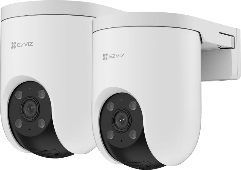 H8c Pro 4K (8MP)Beveiligingscamera - 360° PTZ IP Camera - AI Persoon- en Voertuigdetectie - AI Tracking - 24/7 Opname - Werkt met Alexa & Google Assistant - 2 Stuks van EZVIZ in Wit – productfoto