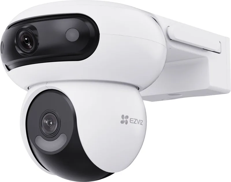H90 Dual 2K+ Beveiligingscamera Buiten – 360° Pan & Tilt – Patrol Mode - Active Defense & Human Detection - Google Assistant & Alexa - AI-tracking - Geen maandkosten van EZVIZ in Zwart, Wit – productfoto