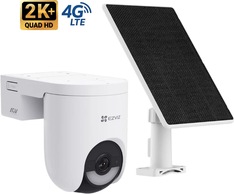 HB8 Lite 4G & Wifi 6 Kit – 2K+ -PTZ Beveiligingscamera & 5W Zonnepaneel – 360° Vision - AI Detectie - Kleur Nachtzicht – Sirene&Spotlight- Geen maandkosten van EZVIZ in HB8 lite 2K+ 4G&Wifi Kit – productfoto