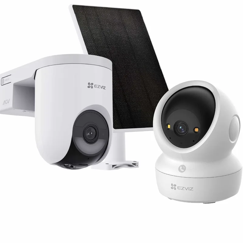 HB8 Lite Buitencamera + H6C 4K Beveiligingscamera - Incl. Zonnepaneel - 360° Pan & Tilt - Auto Zoom - Werkt met Google Assistant & Alexa - Draadloos van EZVIZ in EZVIZ HB8 Lite Kit + H6C 4K – productfoto