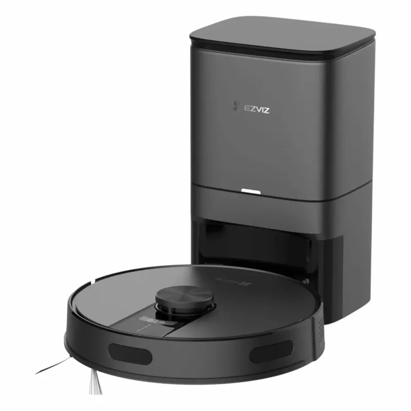 RE4 Plus - Robotstofzuiger met Dweilfunctie, 4000Pa Zuigkracht, Automatisch Leegstation, Navigatie & Obstakelvermijding - Compatibel met Google Assistant & Alexa van EZVIZ in Zwart – productfoto