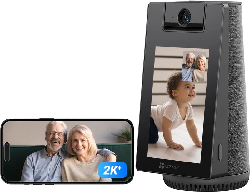 S10 Indoor Camera voor Baby & Ouderen - Videobellen met 4'' Touchscreen - 2K - 360° Pan/Tilt - Baby Huildetectie - Huisdierdetectie - Geen Abonnement von EZVIZ in Schwarz – Produktfoto