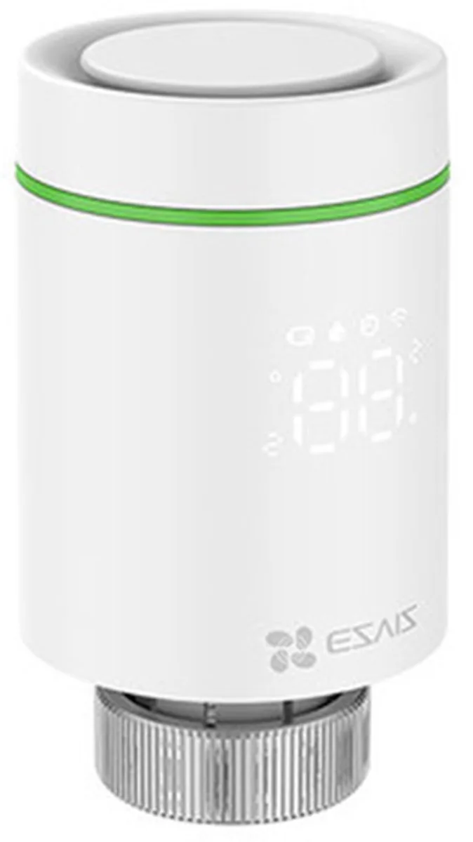 T55 Slimme thermostaten – Slimme radiatorknop – Thermostaatkraan – Bluetooth – Bediening via App - Verbruiksoverzicht – Spraakbesturing met Alexa en Google Assistant van EZVIZ in Wit – productfoto
