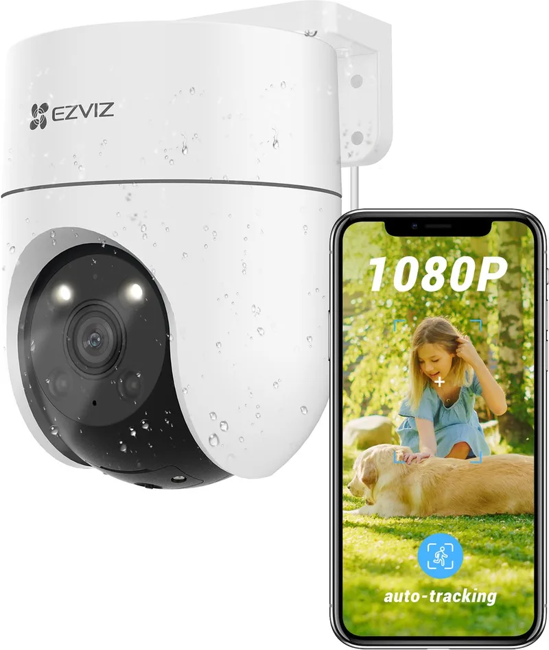 WiFi Beveiligingscamera Buiten - 360° Draaibaar en Kantelbaar - AI Slimme Tracking - Nachtzicht - IP65 von EZVIZ in H8c 1080P – Produktfoto