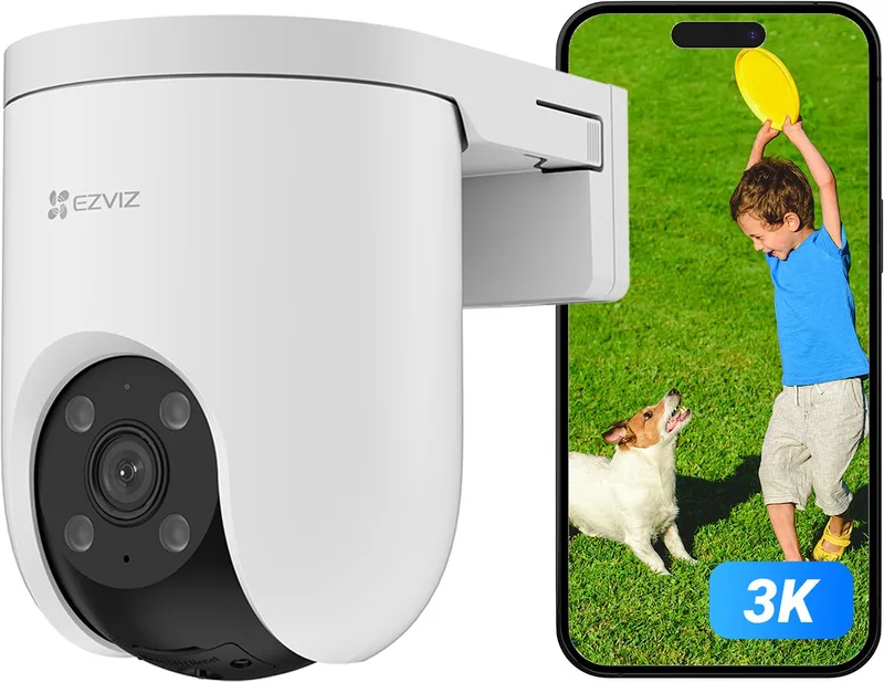 WiFi Beveiligingscamera Buiten– PTZ 360° Zicht - AI Persoons- & Voertuigdetectie - Kleuren Nachtzicht & Sirene –Tweerichtingsaudio de EZVIZ en H8c Pro 3K – photo produit