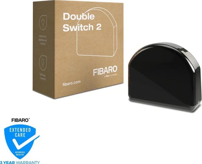 Double Switch 2 - Inbouw schakelaar - Z-Wave Plus från FIBARO i Svart – produktbild