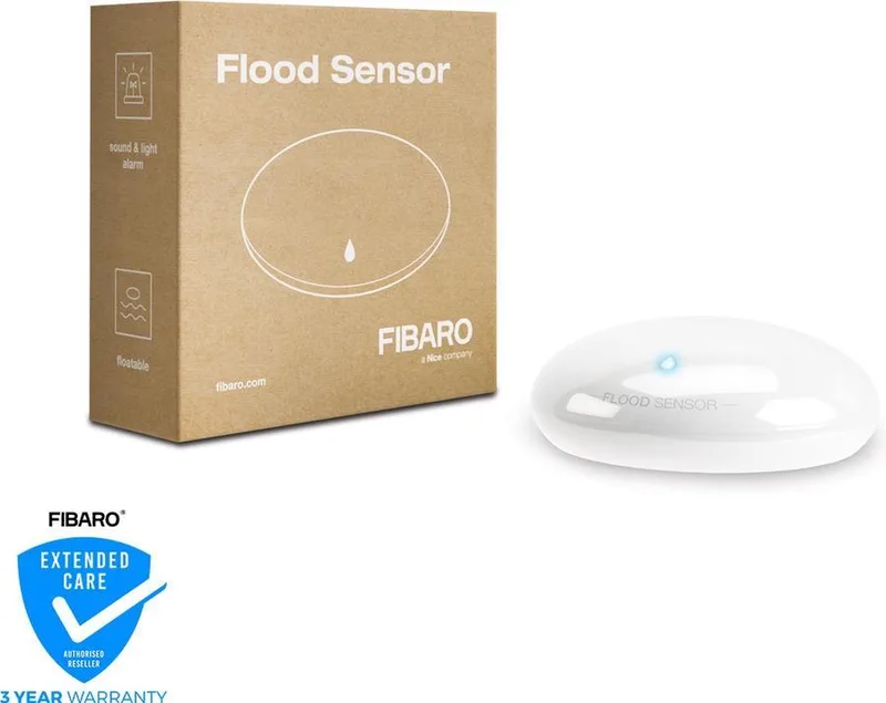 Flood Sensor - Watermelder met akoestisch alarm - Z-Wave - Met batterij by FIBARO in White – product photo