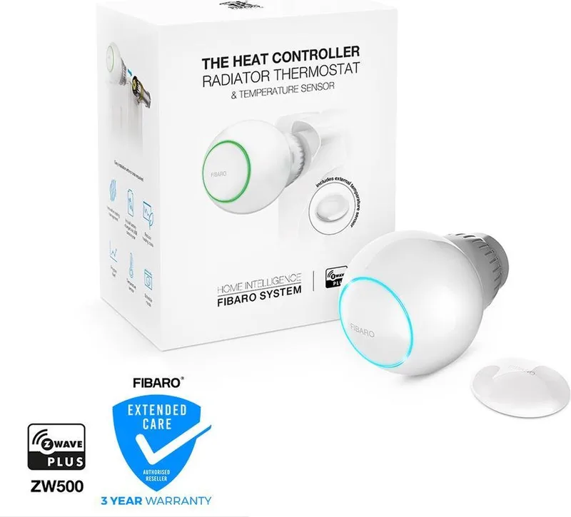 The Heat Controller - Z-Wave - Starterpack incl. extra temperatuur sensor - Thermostaatkraan från FIBARO i Vit – produktbild