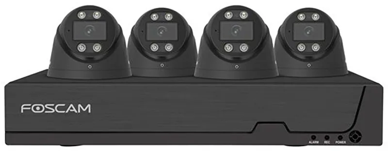 FN9108E-T4-2T Kit Beveiligingscamera Set - 4 Camera's - PoE - 2TB Geheugen - Nachtzicht 20m - 5MP by Foscam in Black – product photo