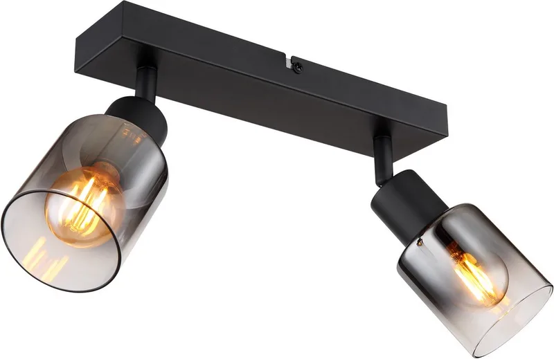 Opbouwspot Globo Hubertus 2-lichts - E14 - smoke glas - smart geschikt van Globo in Zwart – productfoto