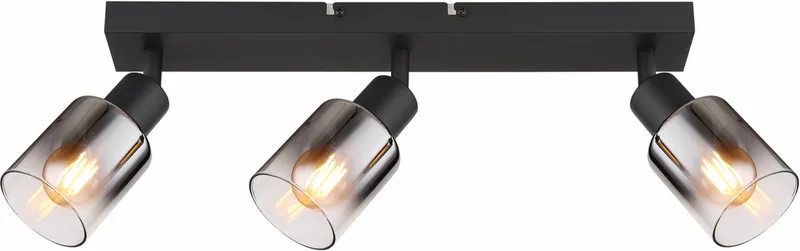 Opbouwspot Globo Hubertus 3-lichts - E14 - zwart smoke glas - smart geschikt by Globo in Matt zwart – product photo