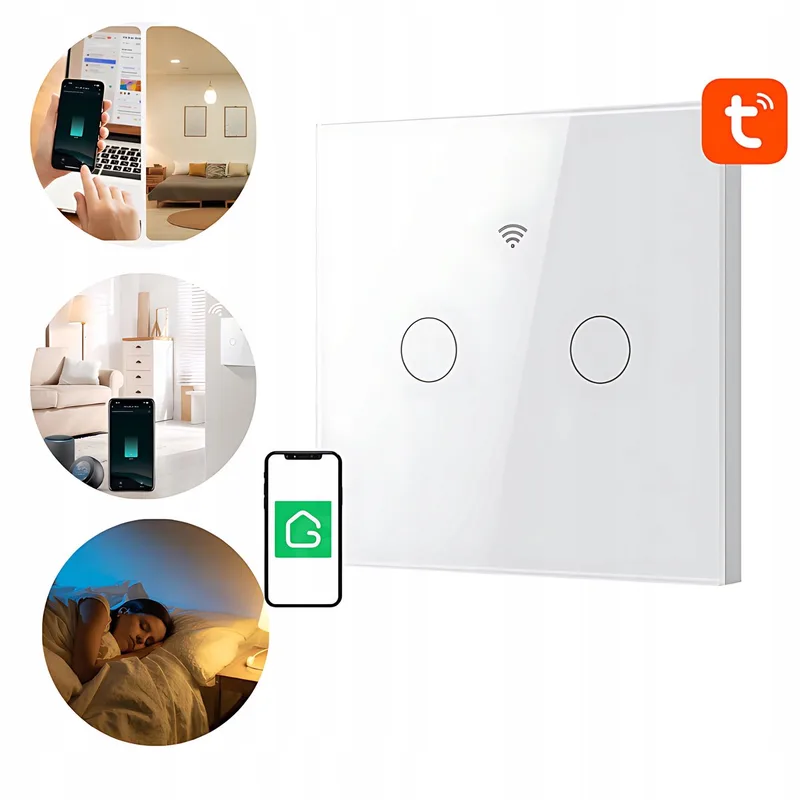 Slanke Double Touch Lichtschakelaar WiFi Tuya 10A van Gosund in Transparant – productfoto