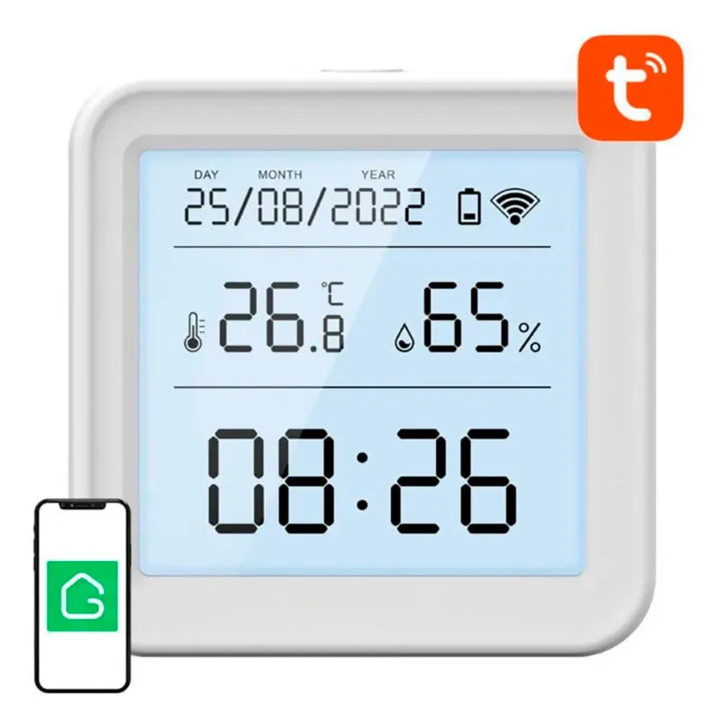 Smart temperature and humidity sensor Wi-Fi S6 (LCD screen backlight) van Gosund – productfoto 1 van 5