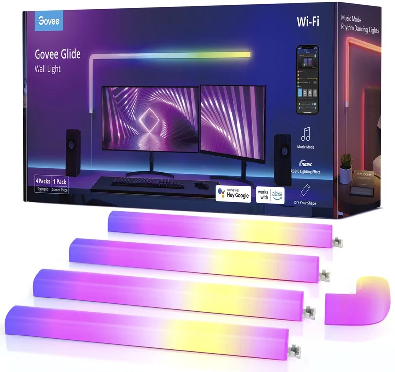 Glide Wall Light (4+1) Wandlamp Roze de Govee en Multicolore – photo produit