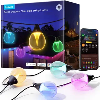 Outdoor Clear Bulb String Lights slimme buitenverlichting RGBWW Matter de Govee – photo produit 1 sur 5