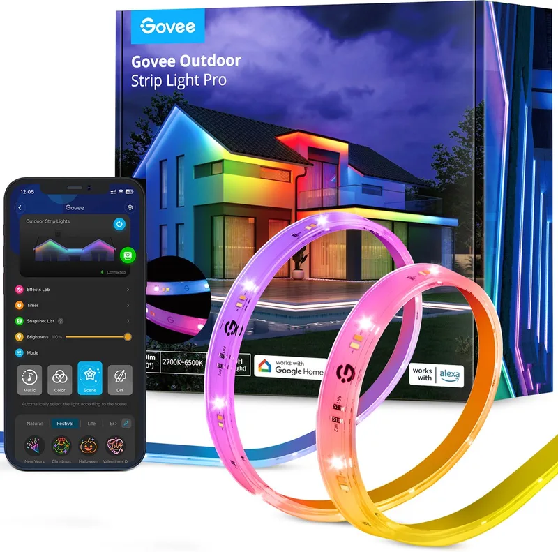 slimme buiten ledstrip - 10 meter IP65 - RGBICWW - app-bediening - Alexa/Google van Govee in Transparant wit – productfoto