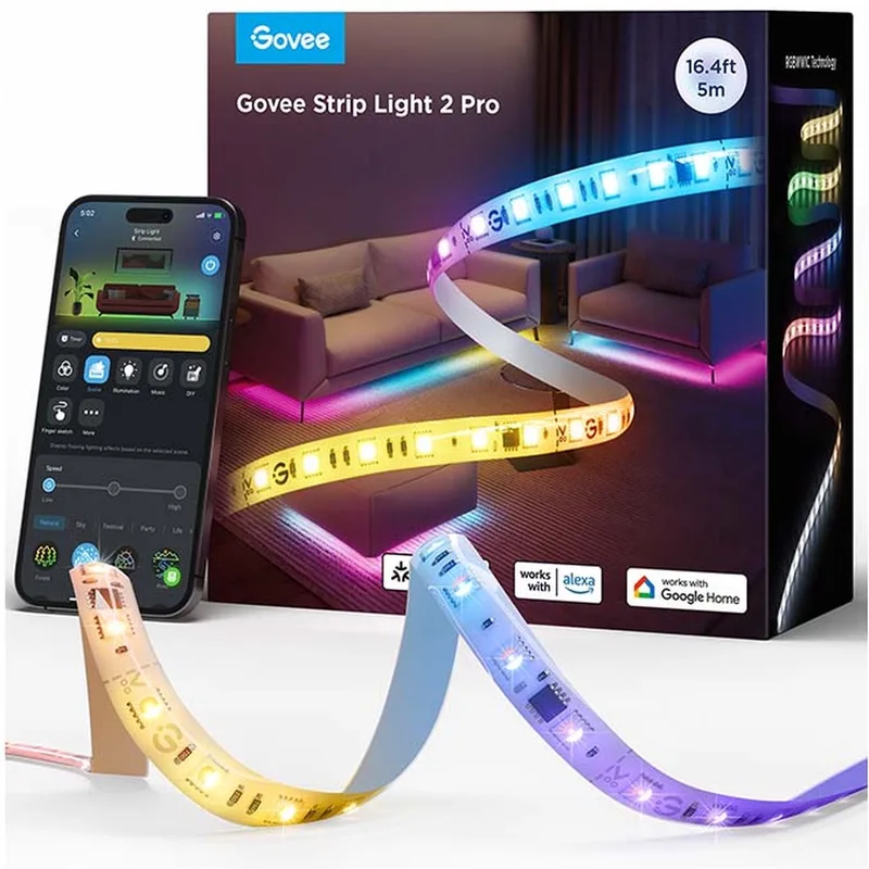 slimme ledstrip 5m Matter RGBICWW - inkortbaar fra Govee i Gennemsigtig – produktbillede