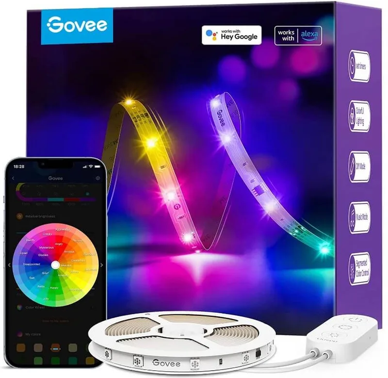 slimme RGBIC Basic led strip 5 meter - RGBIC - app-bediening by Govee in White – product photo