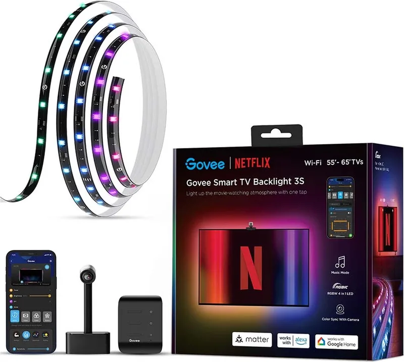 slimme tv verlichting Matter - 55-65 inch Backlight 3S - Netflix editie de Govee en Noir – photo produit 1 sur 4