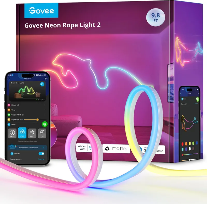 slimme witte neon ledstrip 3m Matter RGBIC - flexibel van Govee in Wit – productfoto