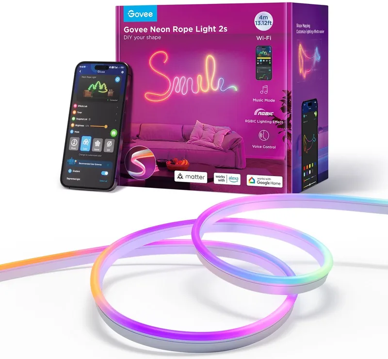slimme witte neon ledstrip 4m Matter RGBIC - extra flexibel by Govee in White – product photo